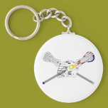 Lacrosse sticks with helmet keychains
