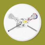 Lacrosse sticks with helmet magnets