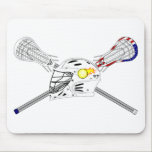 Lacrosse sticks with helmet mousepads