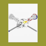 Lacrosse sticks with helmet postcards