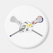 Lacrosse sticks with helmet refrigerator magnet