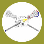 Lacrosse sticks with helmet stickers