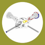 Lacrosse sticks with helmet stickers