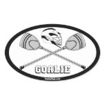 Lacrosse white goalie sticks with GOALIE Oval Sticker