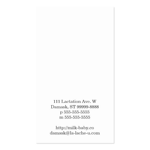Lactation Consultant Damask Color Bar Business Card Templates (back side)