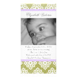 Lacy Damask Birth Announcement Customized Photo Card