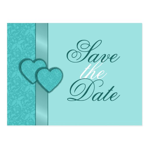 Lacy Damask Hearts Save the Date Postcard