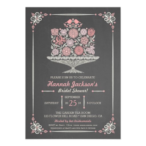 Lacy Flower Cake Bridal Shower Invitation II Custom Announcements