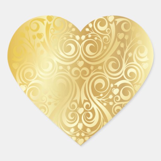Lacy Gold Heart Sticker Zazzle