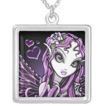 lacy, pink, heart, tattoo, fairy, fae, faery, faerie, fairies, cute, fantasy, art, myka, jelina, mika, big, eyed, faeries, Necklace with custom graphic design