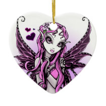lacy, pink, heart, tattoo, fairy, fae, faery, faerie, fairies, cute, fantasy, art, myka, jelina, mika, big, eyed, faeries, Ornament with custom graphic design