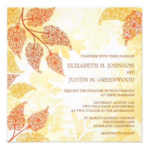 Lacy Leaves Fall Wedding Invitation