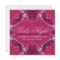 Lacy Pink Birthday Girls Night Party Invitations