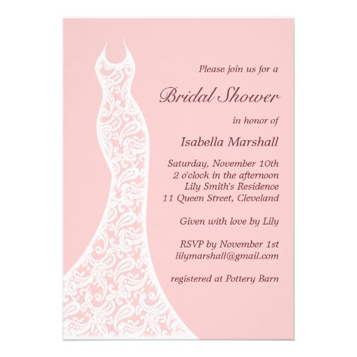 Lacy Pink Bridal Shower Invitation