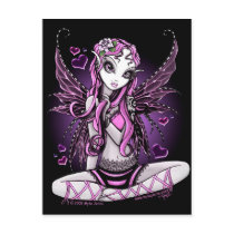 myka, jelina, valentine's, day, pink, fairy, heart, purple, cute, faerie, faery, fae, fairies, gothic, Postcard with custom graphic design