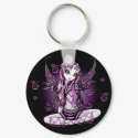 "Lacy" Pink Ribbon Fairy Art Keychain