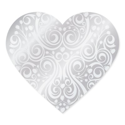 Lacy Silver Heart Sticker