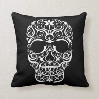 Lacy Stylized Skull Pillow
