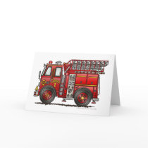 Ladder Fire Truck Firefighter Greeting Card