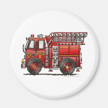 Ladder Fire Truck Firefighter Refrigerator Magnets