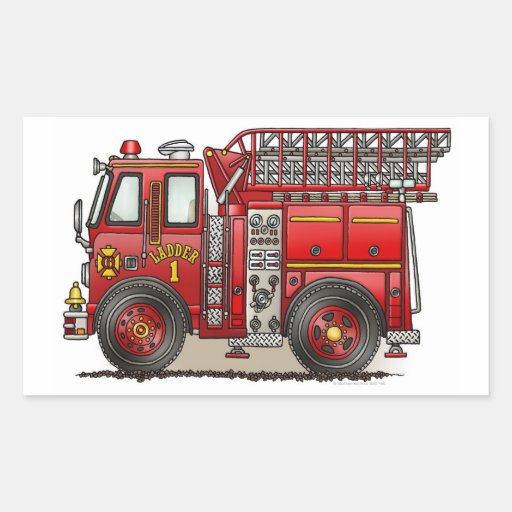 Ladder Fire Truck Rectangular Sticker | Zazzle