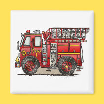 Ladder Fire Truck Square Magnet magnets