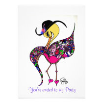 Ladi Bebe Beaute Bird  You're invited to my Party invitations