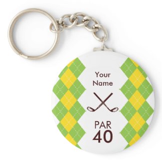 Ladies Golf Party Argyle Preppy keychain