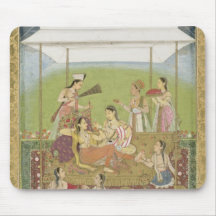 Ladies listening to music in a garden, from the Sm Mousepads