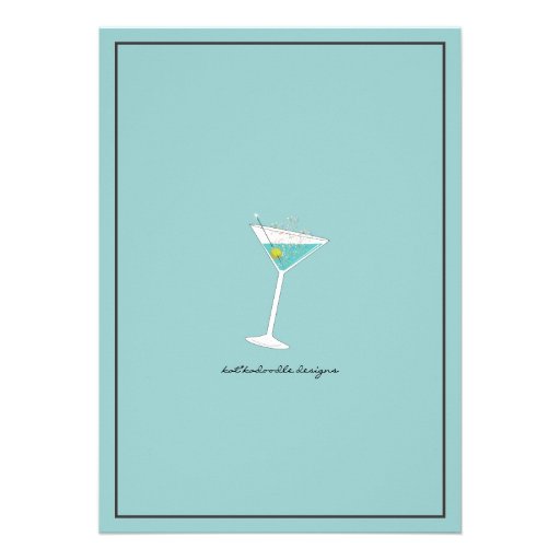 Ladies Night Out Martini Aqua Birthday Celebration Personalized Announcements