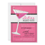 Ladies Night Out Martini Pink Birthday Celebration Custom Announcement