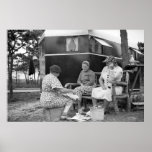 Ladies of the Auto Trailer Camp, 1930s Print