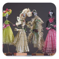 Ladies of the Day of the Dead, from Oaxaca Square Stickers
