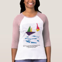 LADIES PINK & BLUE BASEBALL T-SHIRT "Sailboats" 