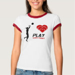 LADIES PLAY WITH HEART BASKETBALL RINGER TOP TSHIRT