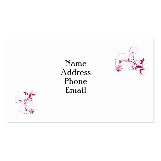 Ladies Swirl Design Profile Card Business Cards (back side)