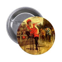 LADIES VINTAGE BIKE RACING BICYCLE RACE PINBACK BUTTONS
