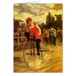 LADIES VINTAGE BIKE RACING BICYCLE RACE GREETING CARDS