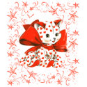 Ladies vintage style t-shirt with cat in a red bow