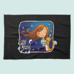 Lady and 2 cats kitchen towels