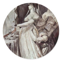 Lady At The Dressing Table By Johann Heinrich Füss Round Sticker