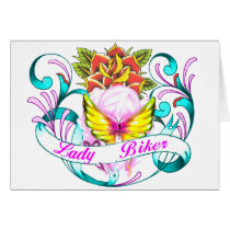 lady biker-1 greeting cards