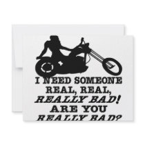 Lady Biker I Need Someone REALLY Bad Are You invitations