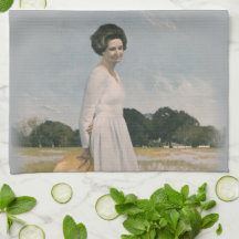 Lady Bird Johnson - Aaron Shikler (1978) Kitchen Towels