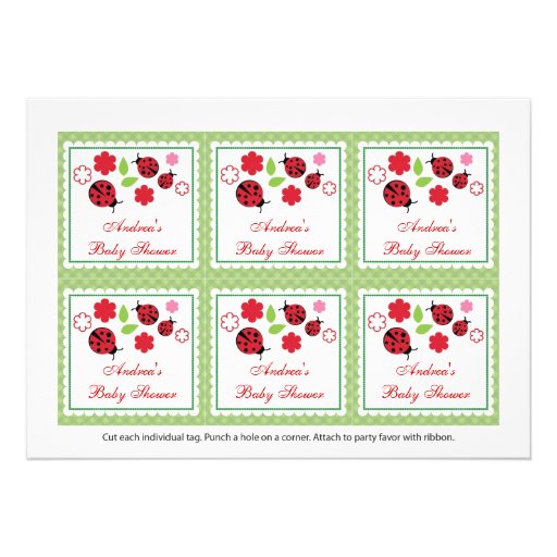 Lady Bug Baby Shower Favor Tags Card