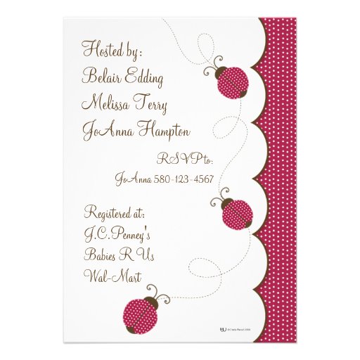 Lady Bug Baby Shower Invitation