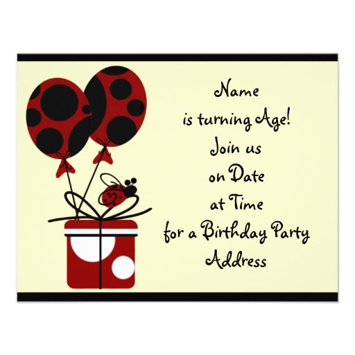 Lady Bug Birthday Party Invitations