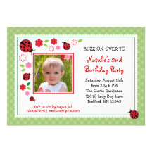 Lady Bug Birthday Photo Invitation