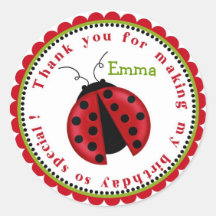 Lady Bug Birthday Stickers