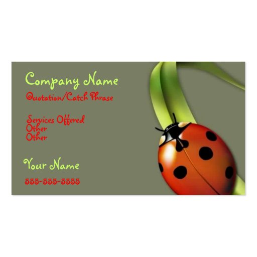 Lady Bug business card (front side)